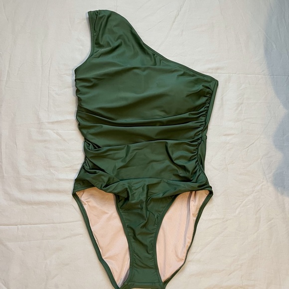 J. Crew Other - NWT J. Crew Olive Green One Shoulder One Piece Bathing Suit Size 14